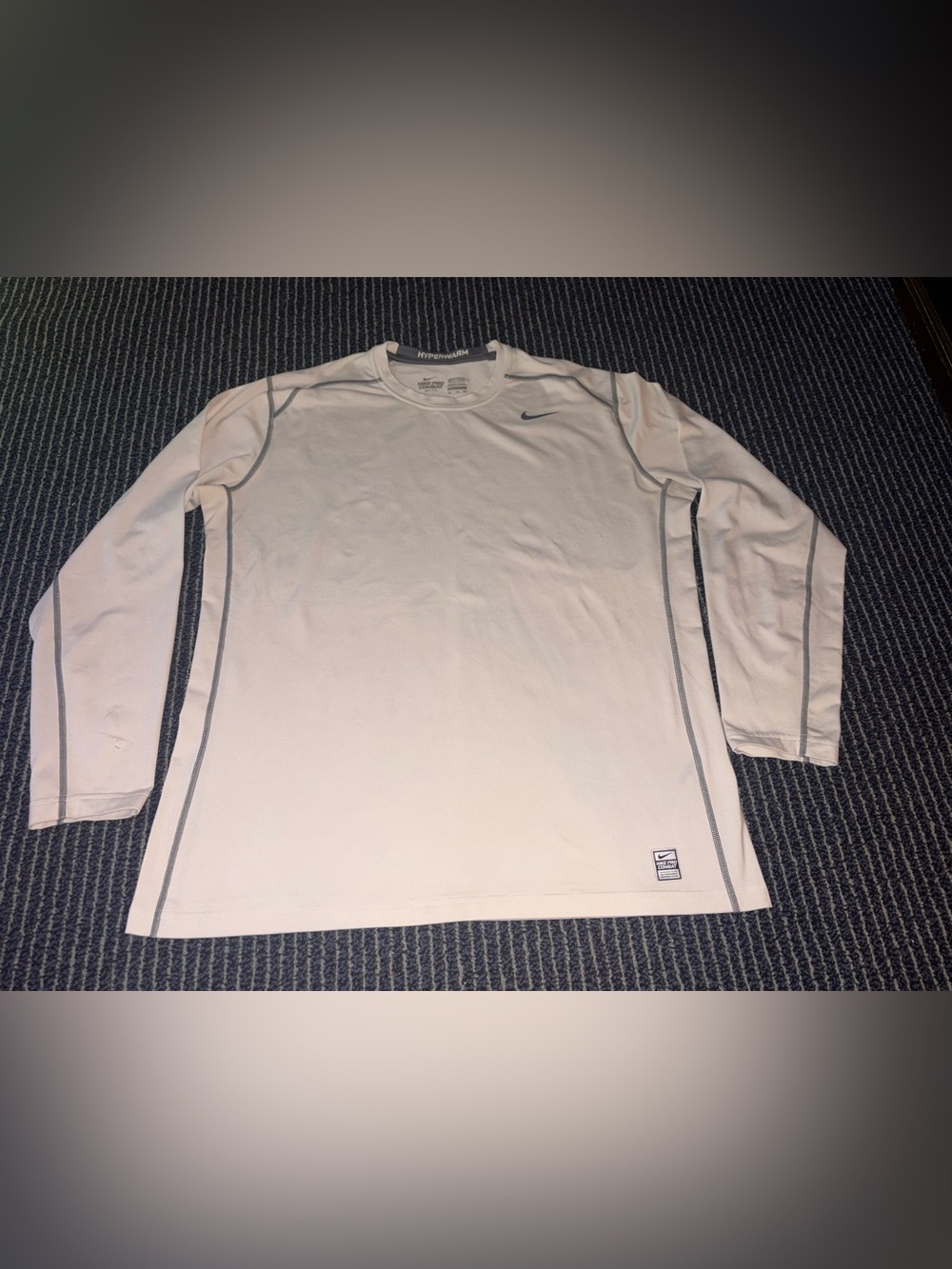 Nike XXL White Pro Combat Hyperwarm Long Sleeve Shirt Base Layer Fitted